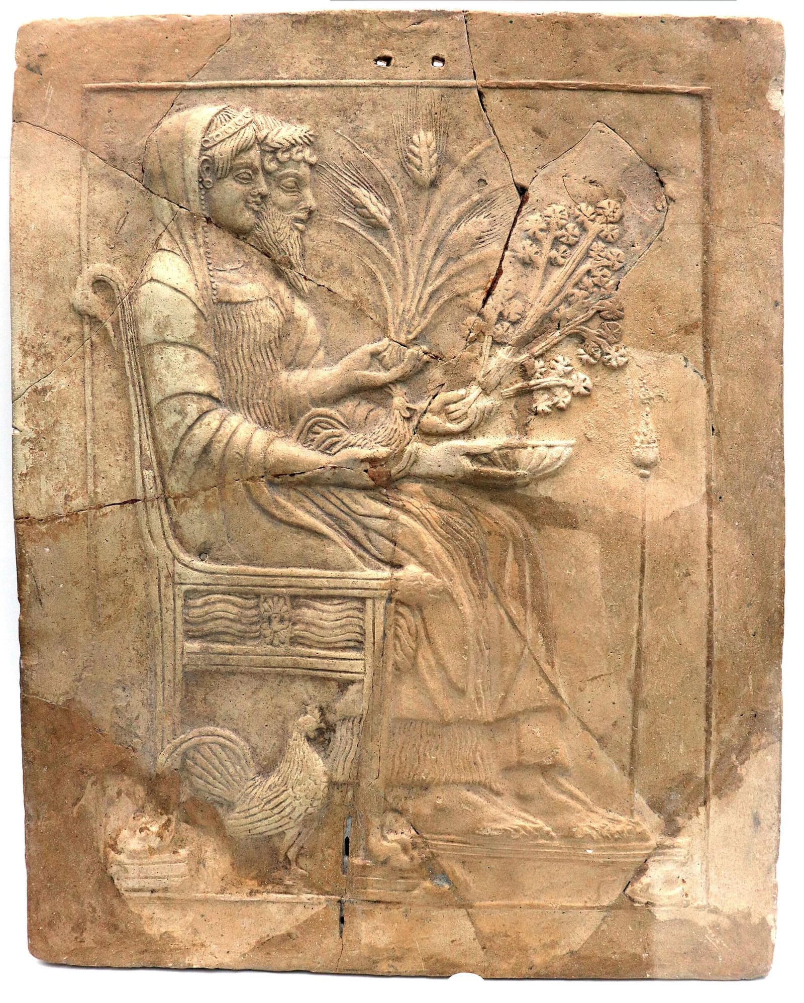 ein Pinax von Locri, die kleine Votivtafel mit Hades und Persephone auf dem Thron