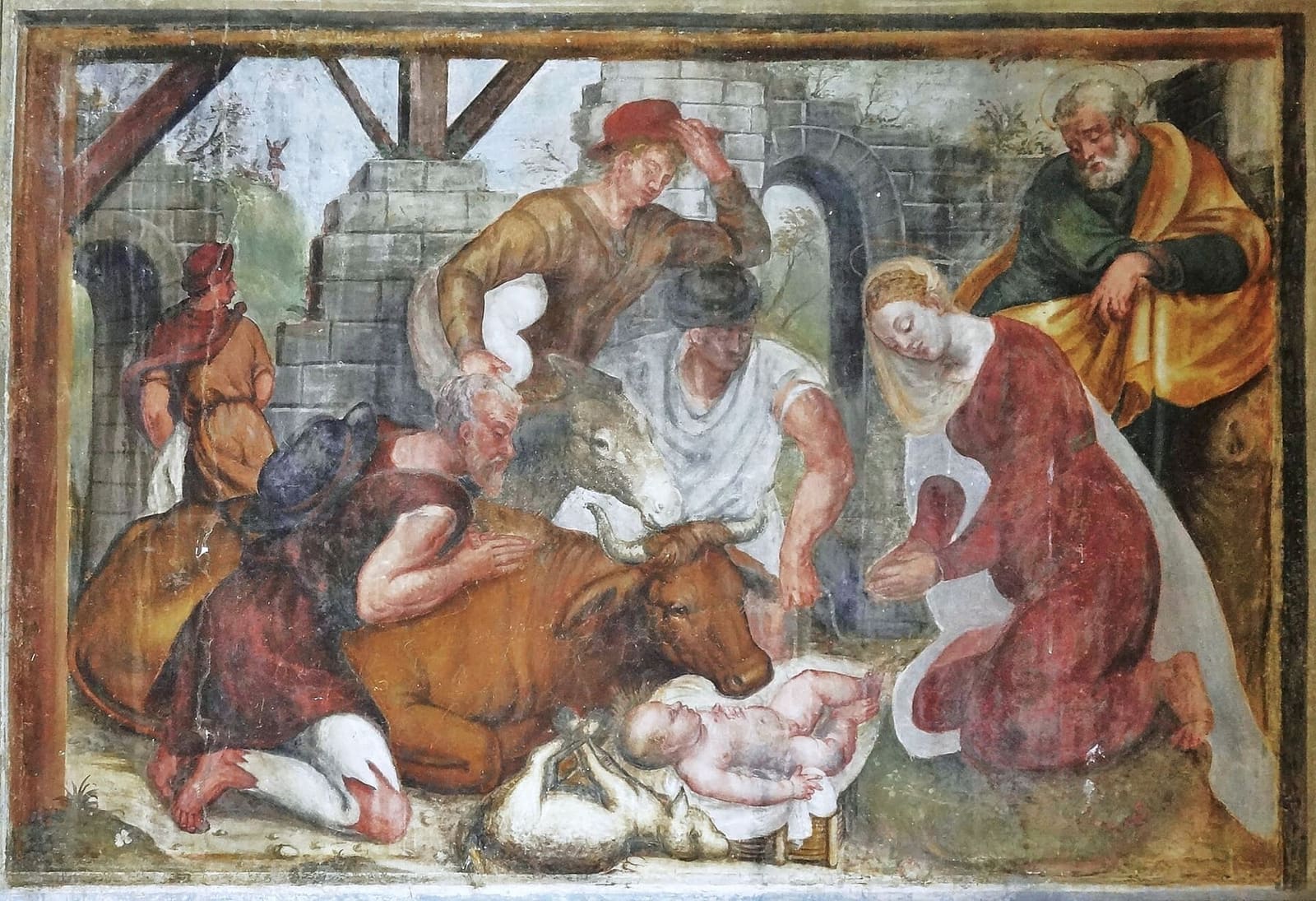 l'Adorazione dei pastori di Ludovico Pozzoserrato, affrescata nella Sala dei Battuti