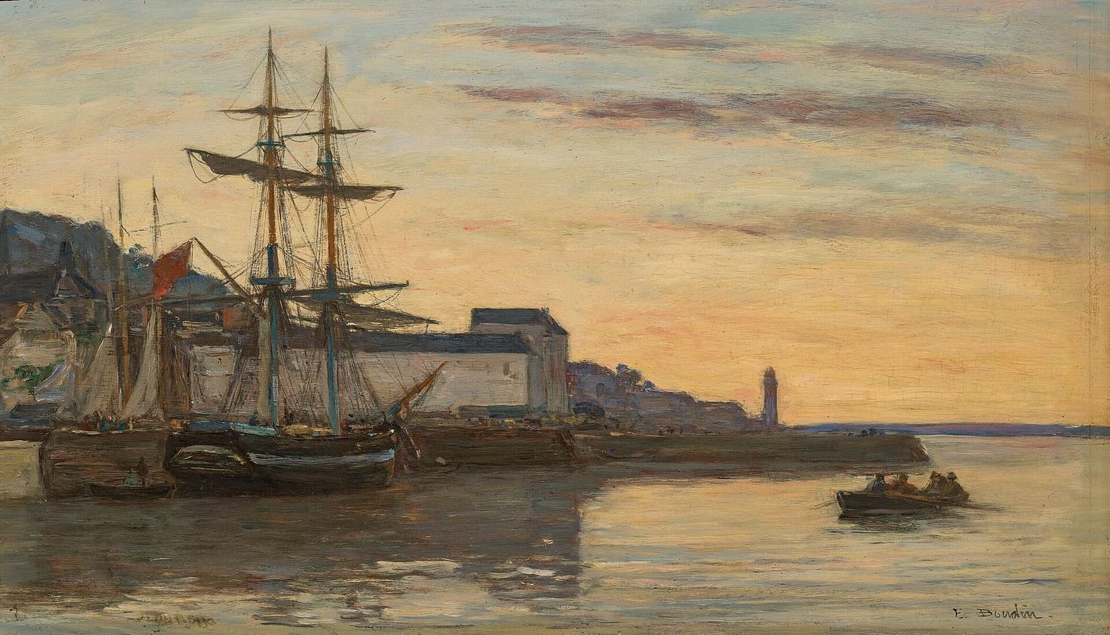 Segelschiffe in Honfleur, ein Gemälde von Eugène Boudin aus dem Jahr 1856