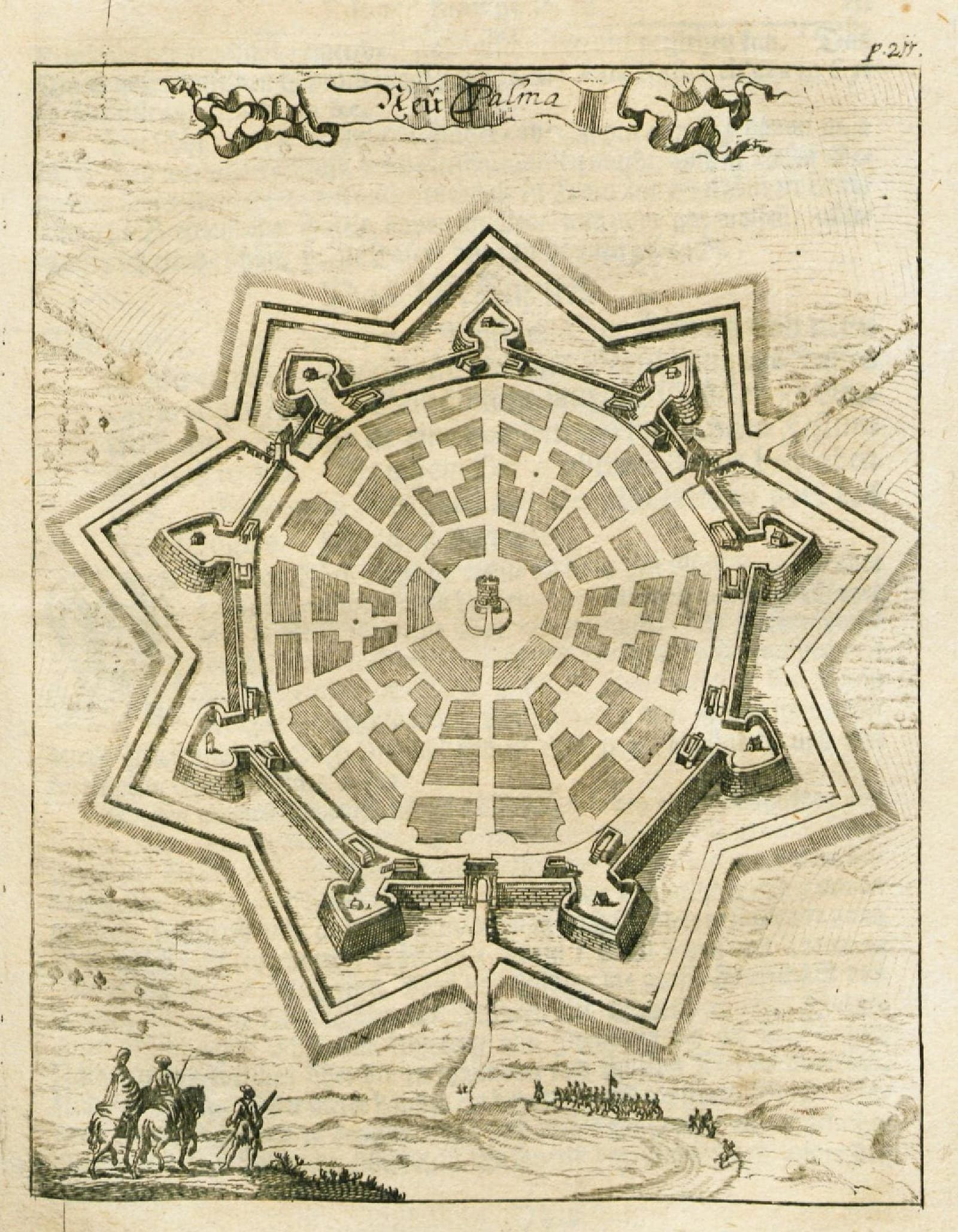 la pianta stellata di Palmanova in un'incisione del Seicento di Edward Browne