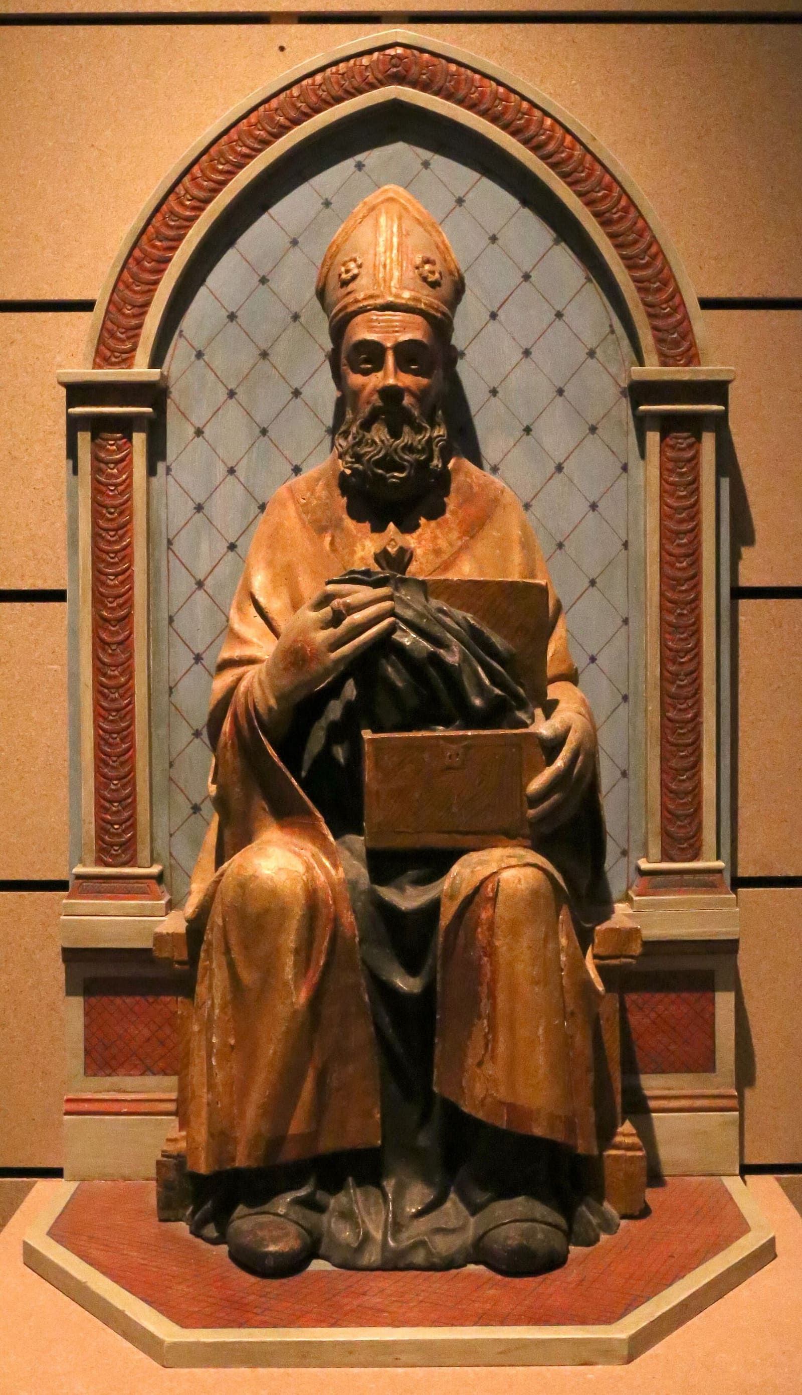 la statua di Sant'Eutizio del Quattrocento, dall'abbazia, esposta nel 2017 dopo il terremoto