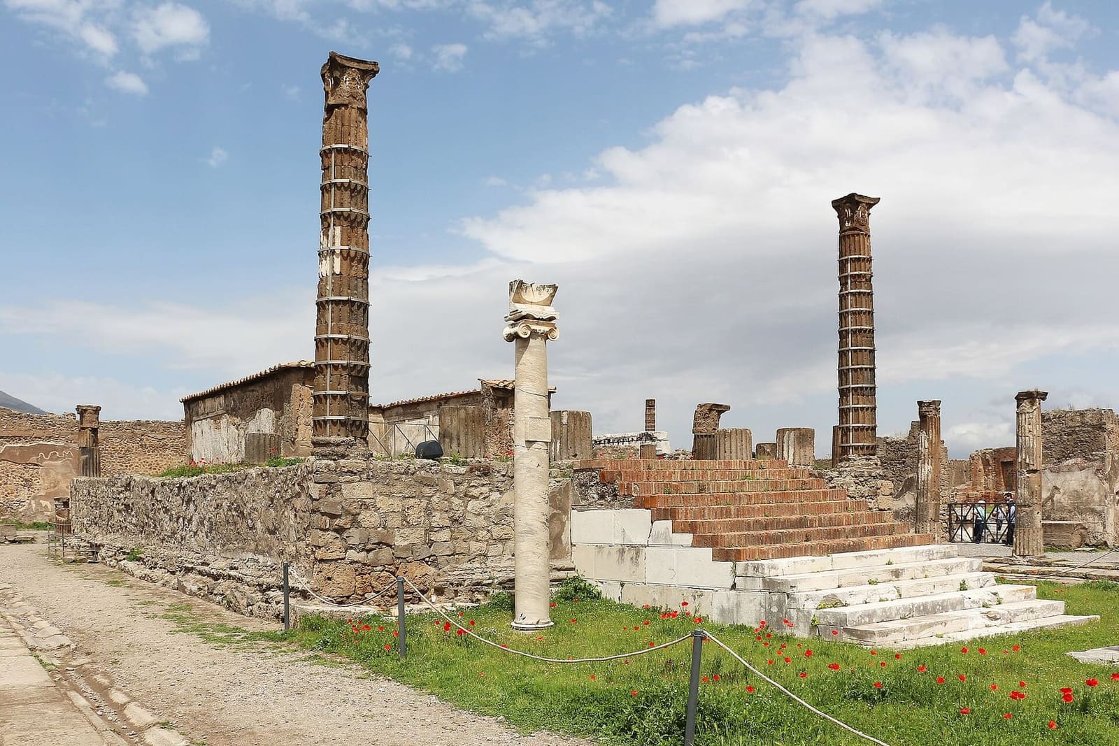 the Temple of Apollo, with its flight of steps and the columns of the enclosure