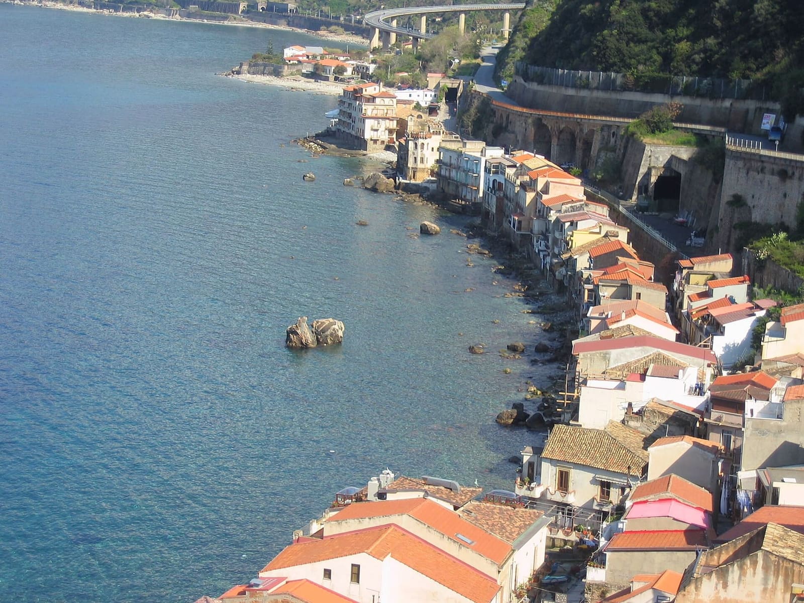 Chianalea seen from above, with the houses along the sea