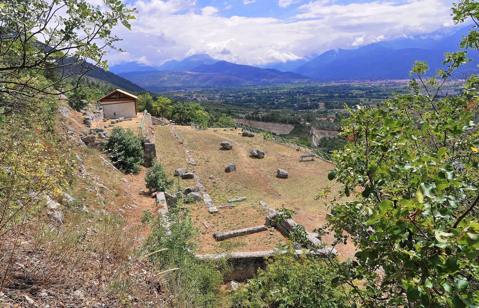 the terraces of the sanctuary of Ercole Curino seen from above in 2013, now closed