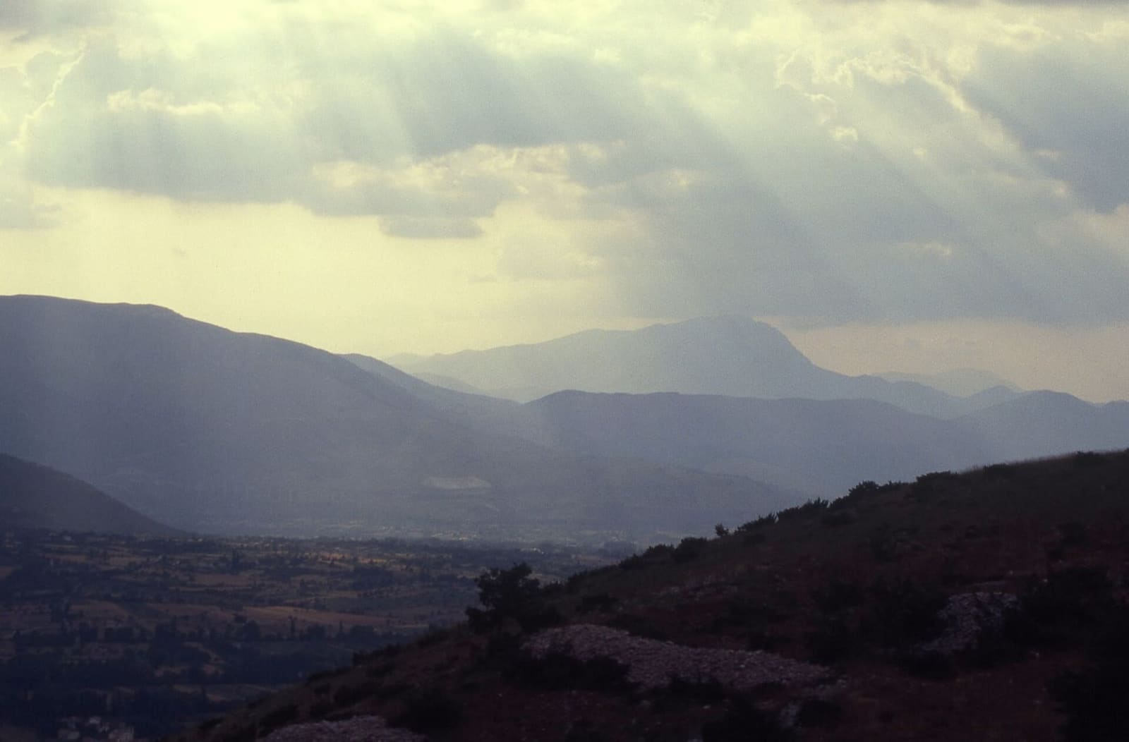 the Sulmona basin seen from the train on the climb towards Campo di Giove