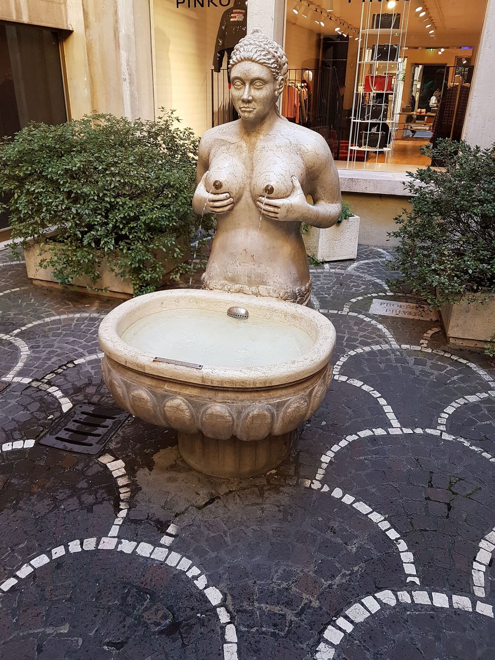 la Fontana delle Tette nel suo cortile del centro; l'originale del 1559 sta nel Palazzo dei Trecento