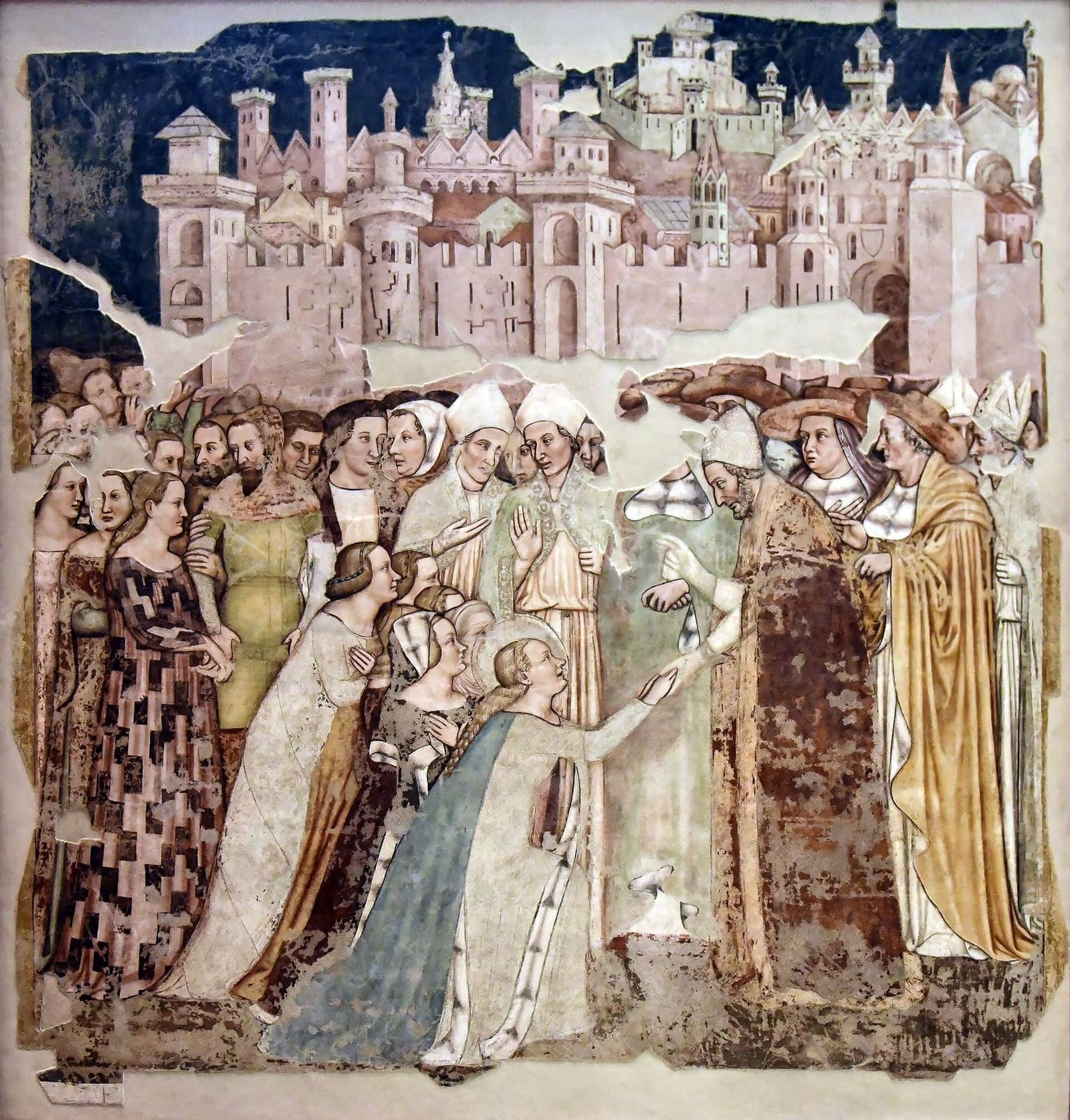Orsola incontra il papa a Roma, dalle Storie di sant'Orsola di Tomaso da Modena a Santa Caterina
