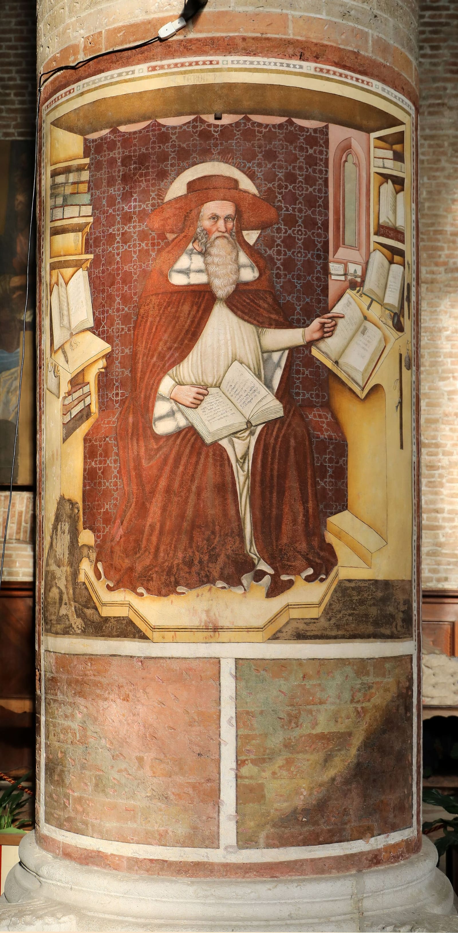 San Girolamo nello studio, affresco di Tomaso da Modena su una colonna di San Nicolò